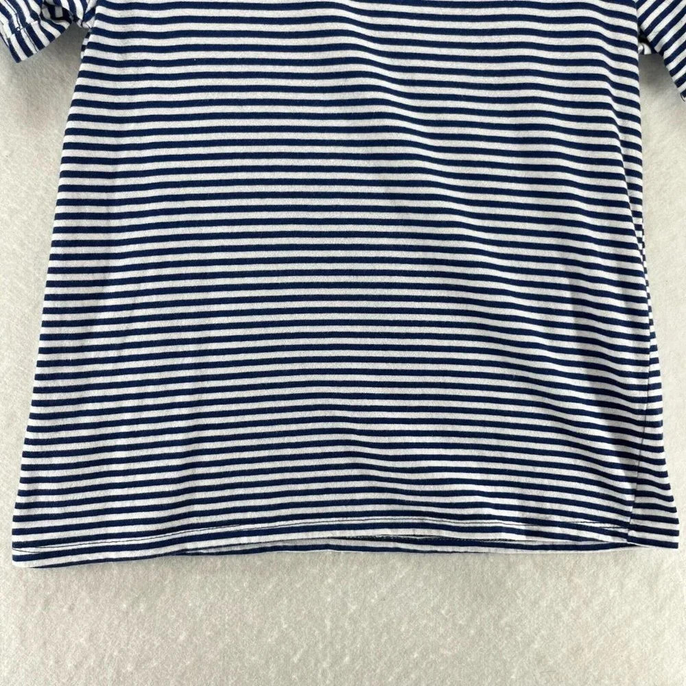 Ella Moss Top Women Size S Striped Crewneck Short Sleeve Jersey Cotton Blue - Picture 3 of 10
